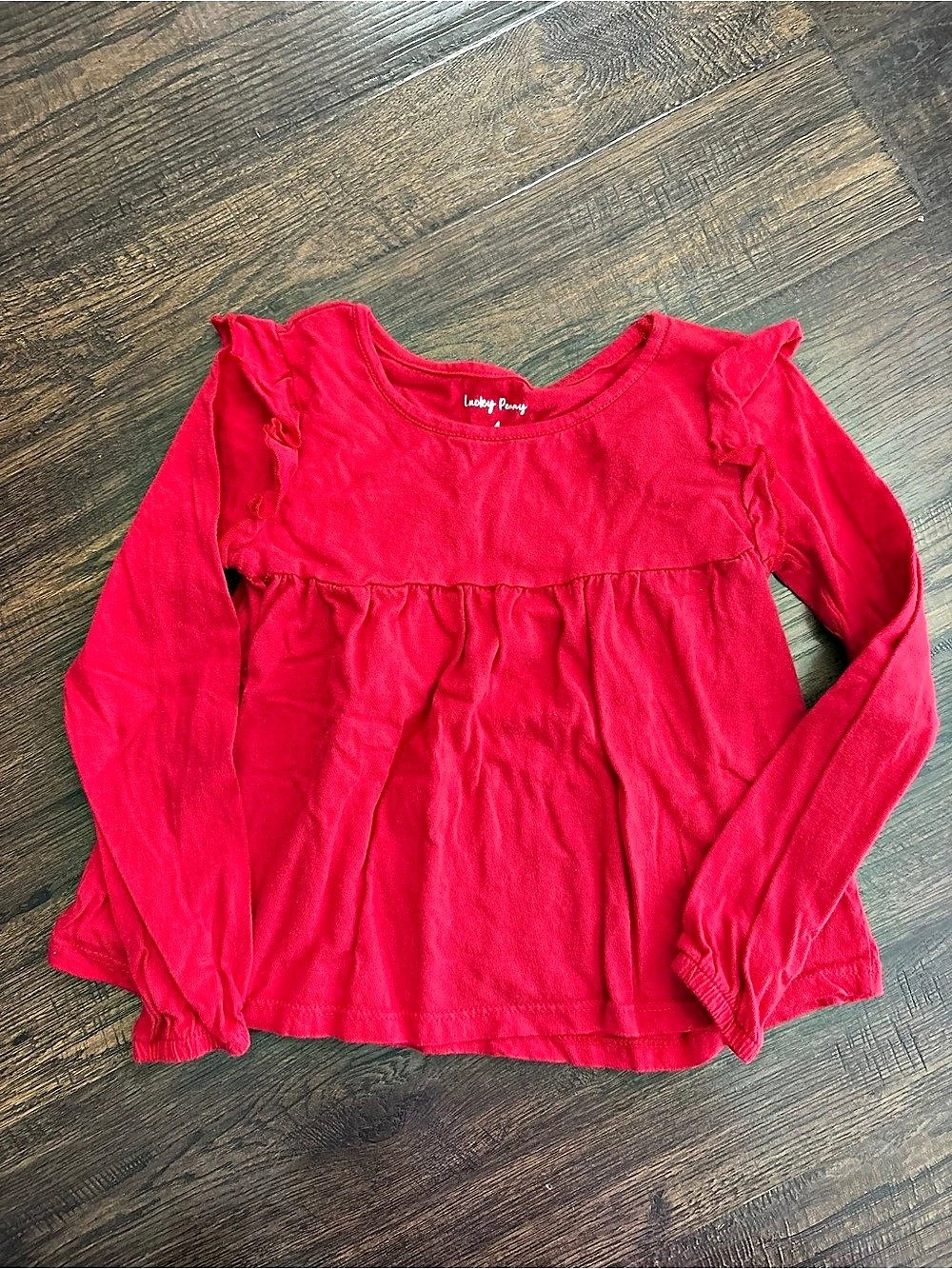 Lucky Penny Girls Red Long Sleeve Blouse Size 4